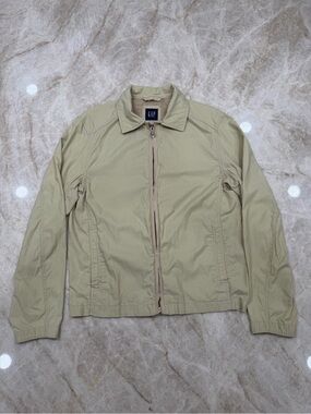 Vintage GAP Men's Light Tan Zip-Front Jacket